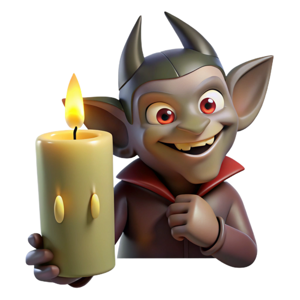 dramatic impressive A mischievous imp hiding in the shadows, flickering candlelight, Gothic style 4K png