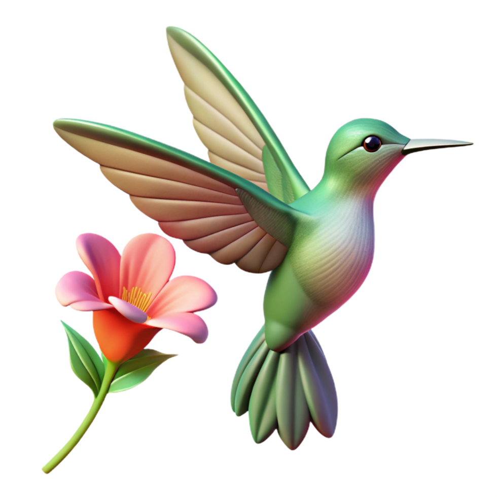 celebrated retro A hummingbird hovering near a flower, soft diffused light, nature documentary style high quality png