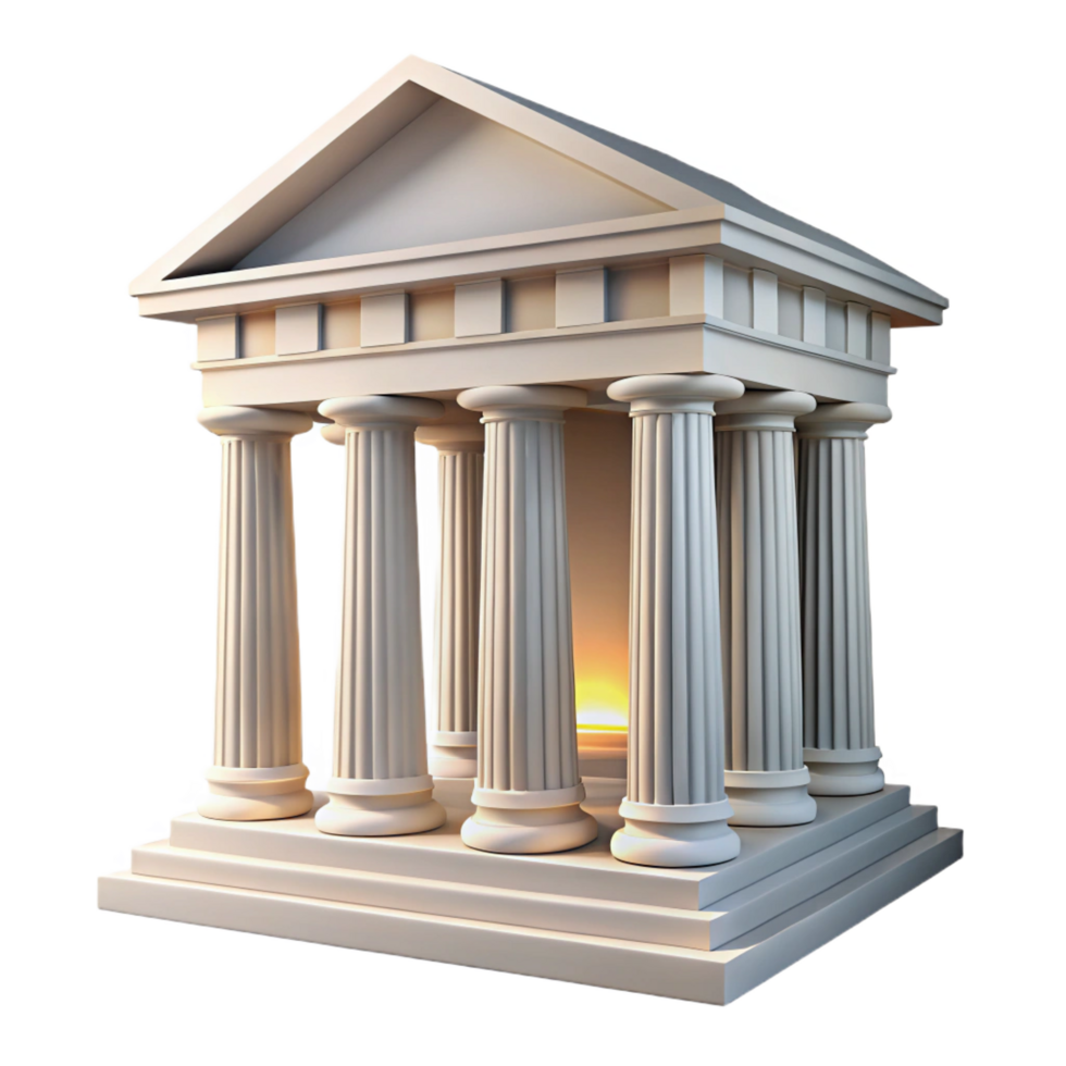 magnificent unforgettable An ancient Greek temple, bright sunlight, classical architecture, white marble columns, sense of history and grandeur png