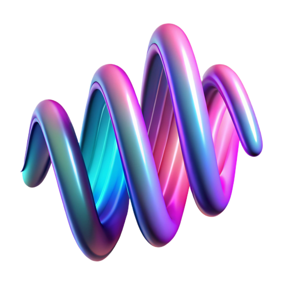 fascinating acclaimed An abstract representation of sound waves, visualized as colorful ribbons and curves, illuminated by a dynamic, pulsating light. Synthwave style, vibrant png