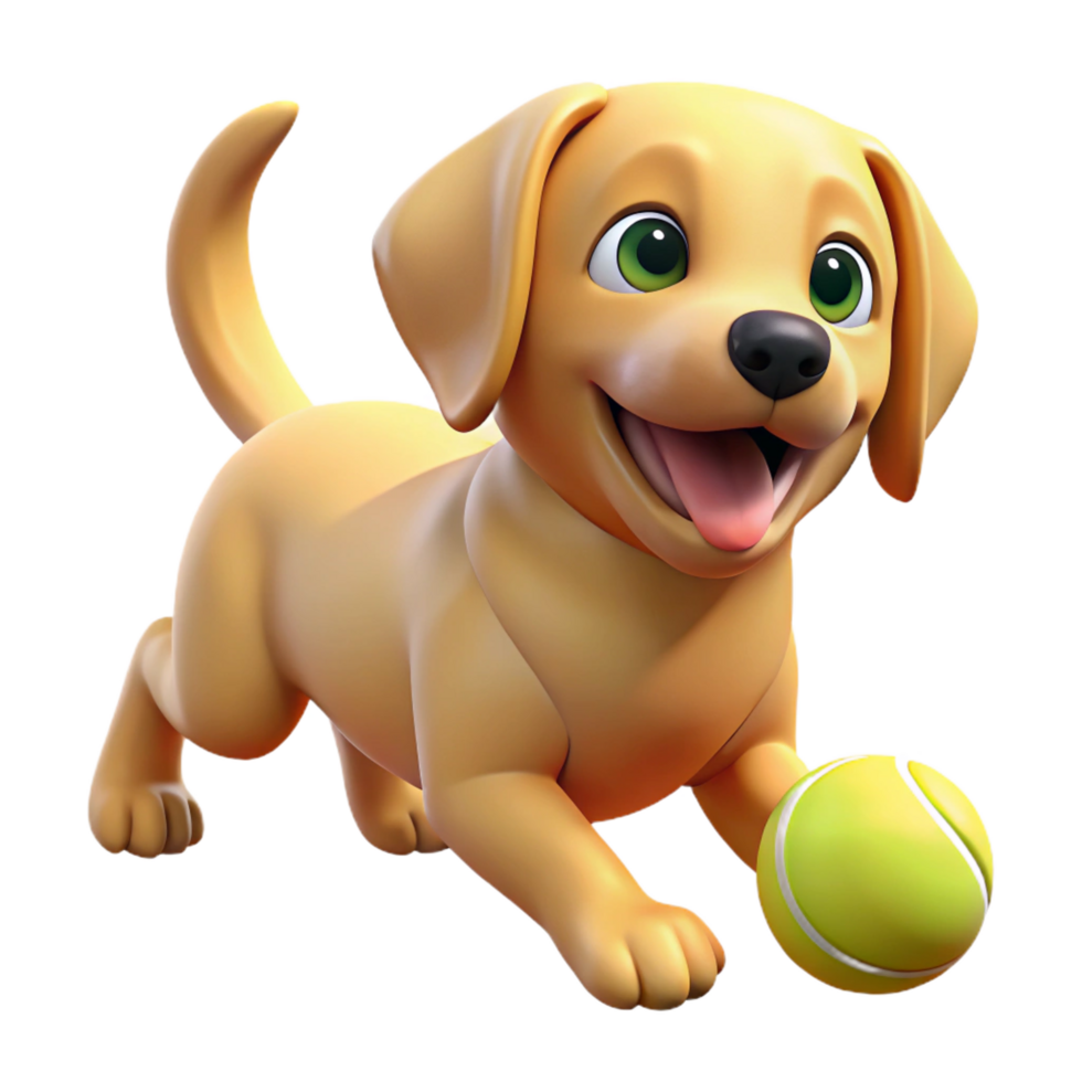 unforgettable renaissance A playful golden retriever puppy chasing a tennis ball, bright sunny day in a park, candid photography style refined png