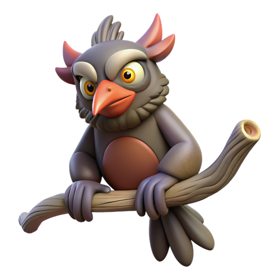 coveted abstract A mischievous tengu perched on a tree branch, dimly lit, Japanese art style museum quality png
