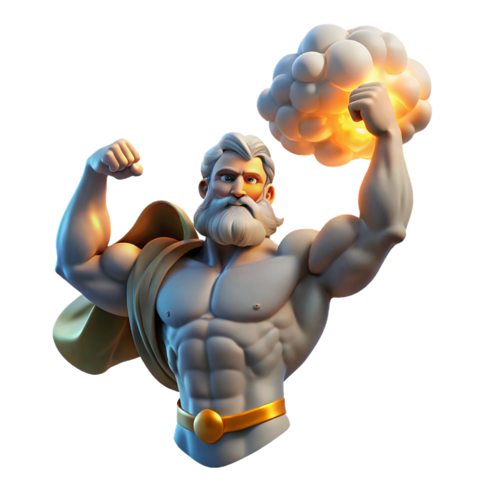 ethereal dazzling A powerful titan holding up the sky, dramatic lighting, classical art style high quality png