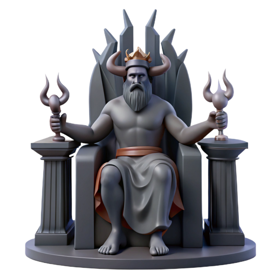 notable baroque A melancholic Hades, the Greek god of the underworld, seated on a throne of ebony, surrounded by shadows. Gothic style sharp png