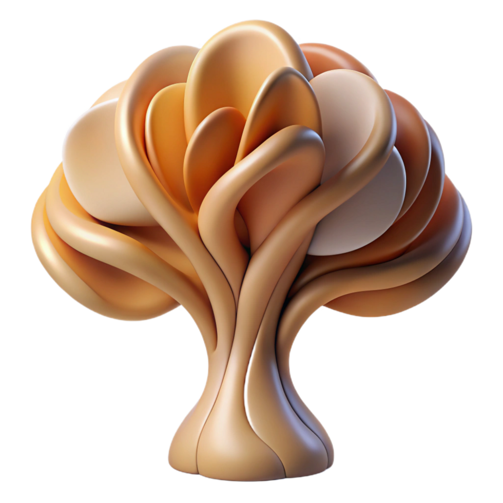 magnificent timeless An abstract interpretation of a tree, using flowing lines and earthy colors, softly lit png