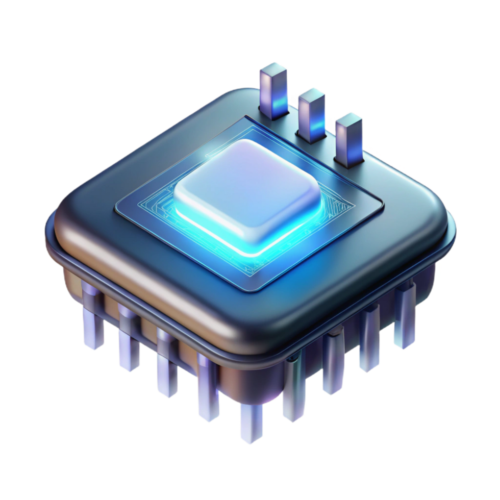 sought after classic A single, levitating microchip, emitting a soft, ethereal glow, intricate details of the chip s architecture visible, dark, moody lighting, photorealistic style ultra HD png