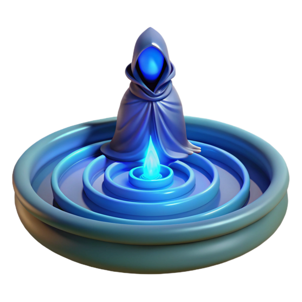 fascinating distinguished A mysterious oracle gazing into a swirling pool of water, ethereal blue lighting, symbolist style png