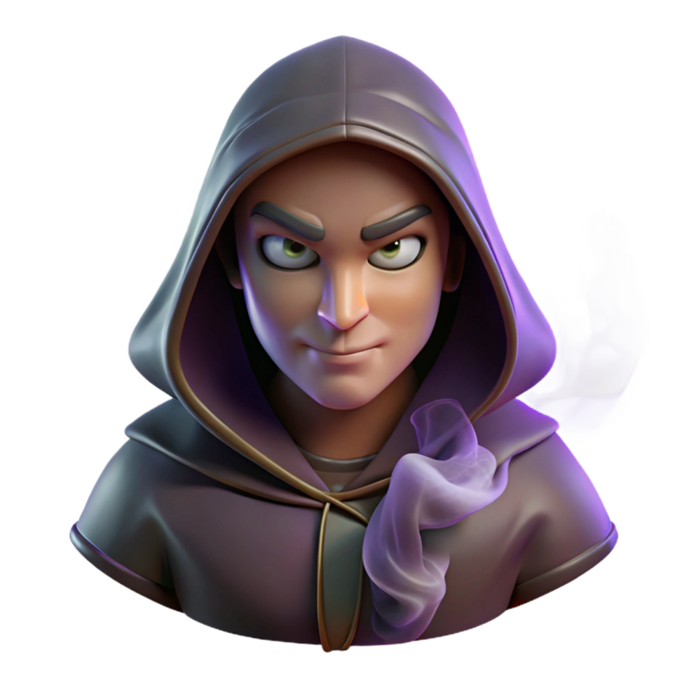 extraordinary urban Portrait of a mysterious fortune teller with a hooded cloak, piercing eyes, and a cryptic expression, lit by candlelight and swirling smoke, in a mystical style ultra HD png