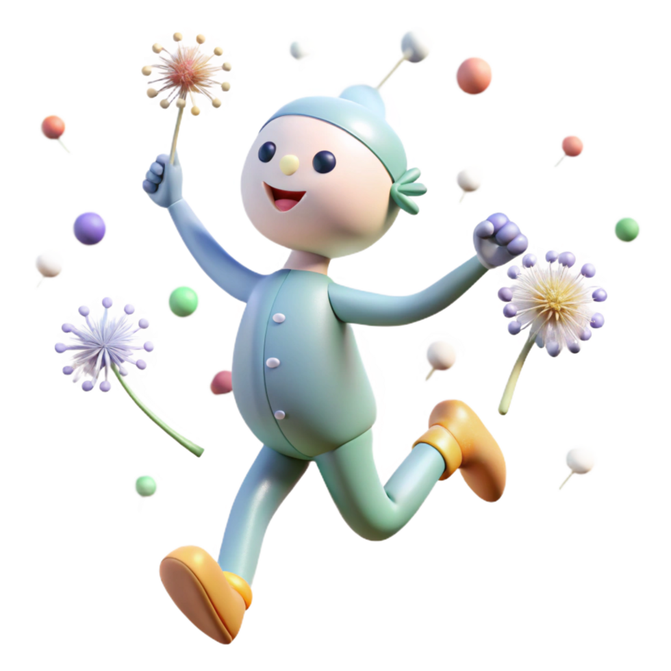 extraordinary intense bohemian A playful sprite dancing among dandelion seeds, soft lighting, pastel colors, art nouveau style studio quality png