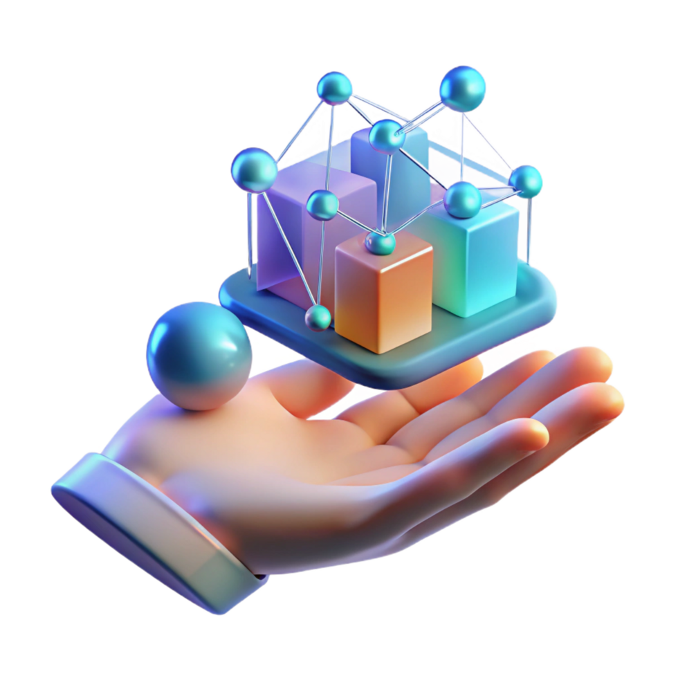elegant unforgettable A holographic interface, displaying complex data streams, floating in front of a user s hand. Cool lighting, minimalist style png