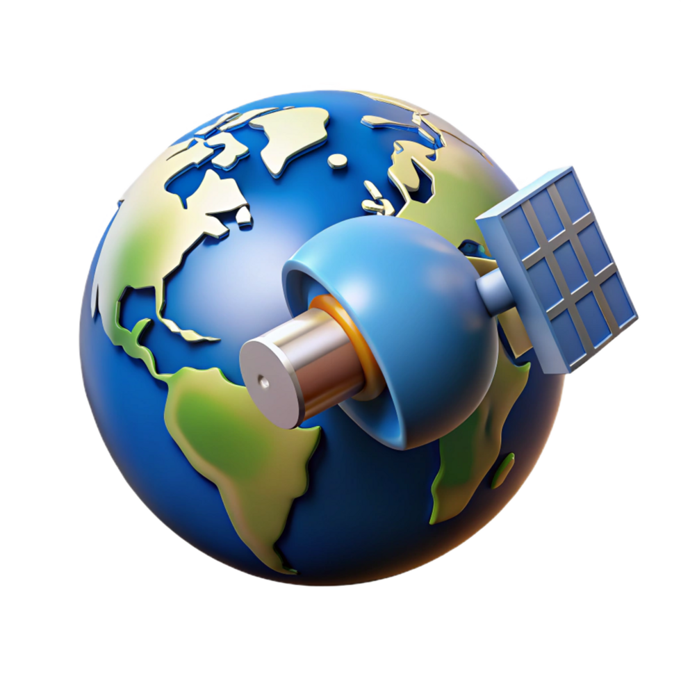 distinguished traditional A satellite orbiting Earth, transmitting data back to the planet, realistic style professional png