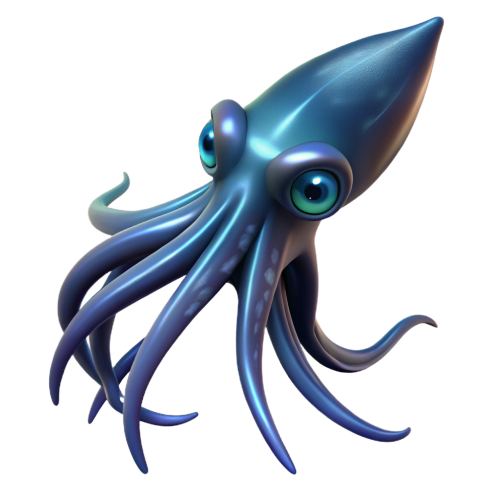 iconic creative A giant squid swimming in the deep ocean, bioluminescent and dark lighting, rendered in a mysterious, realistic style impeccable png