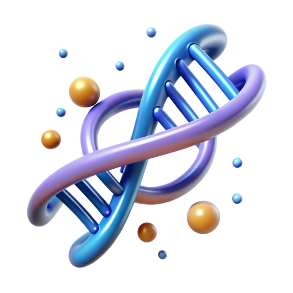 serene distinctive A digital representation of a DNA strand, helix structure, glowing particles, scientific visualization style png