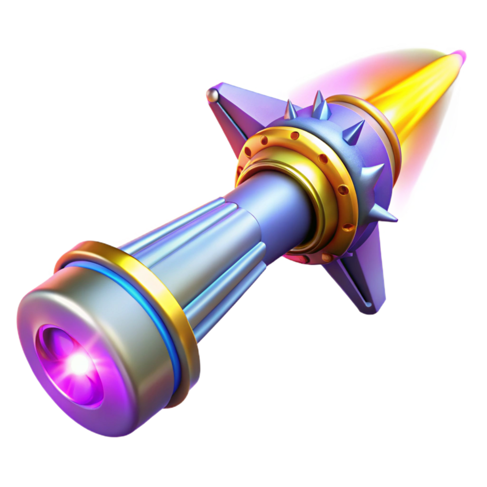 gorgeous exemplary A futuristic weapon firing a beam of energy, bright and colorful, anime style png