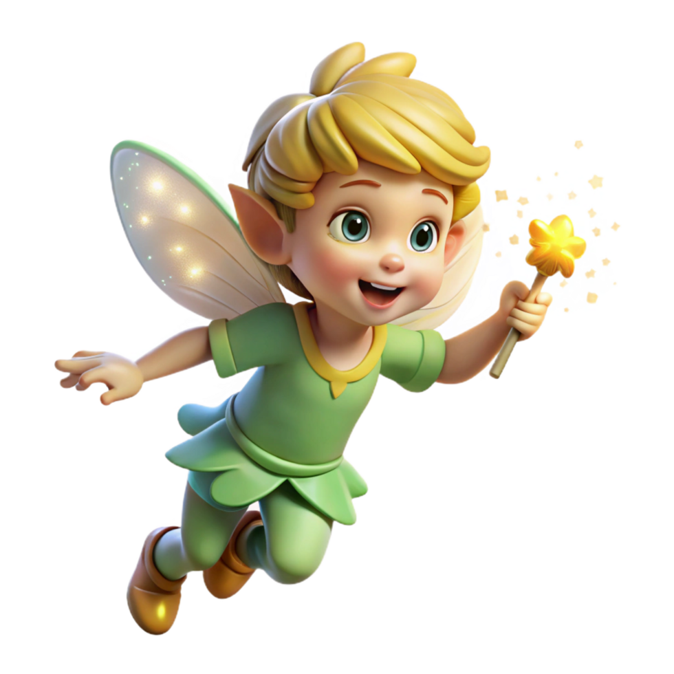 celebrated victorian A whimsical depiction of a mischievous pixie sprinkling fairy dust, creating glowing trails in a twilight forest. Children s book illustration style expertly shot png