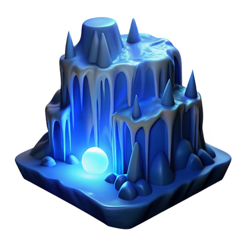exceptional futuristic A frozen waterfall illuminated by the moonlight, detailed and realistic, with a cold, blue color palette gallery standard png