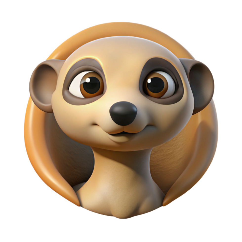 harmonious radiant A curious meerkat peering out from its burrow, desert landscape, Pixar animation style gallery standard png
