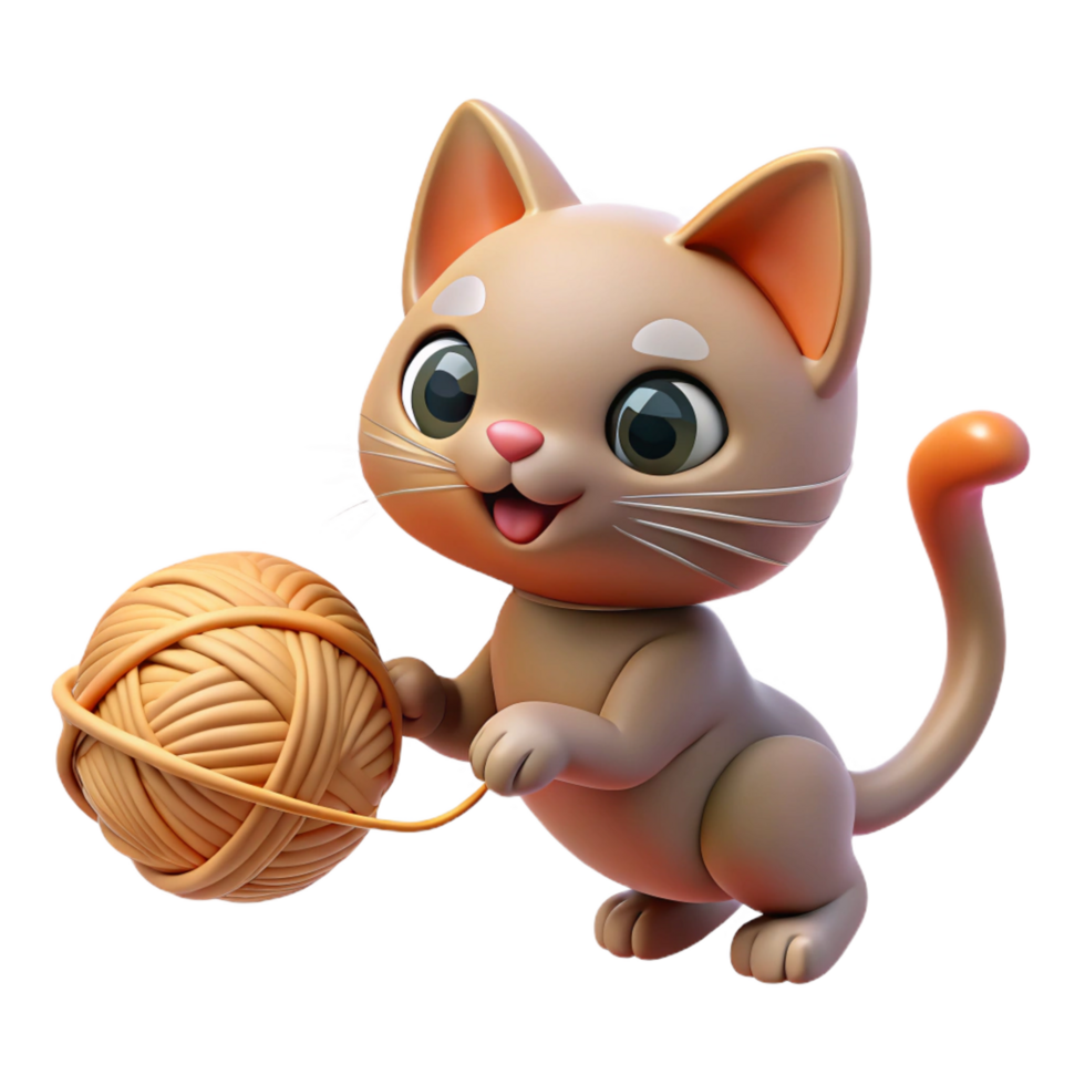 bold dazzling A playful kitten batting at a ball of yarn, warm indoor lighting, whimsical and playful style crisp png