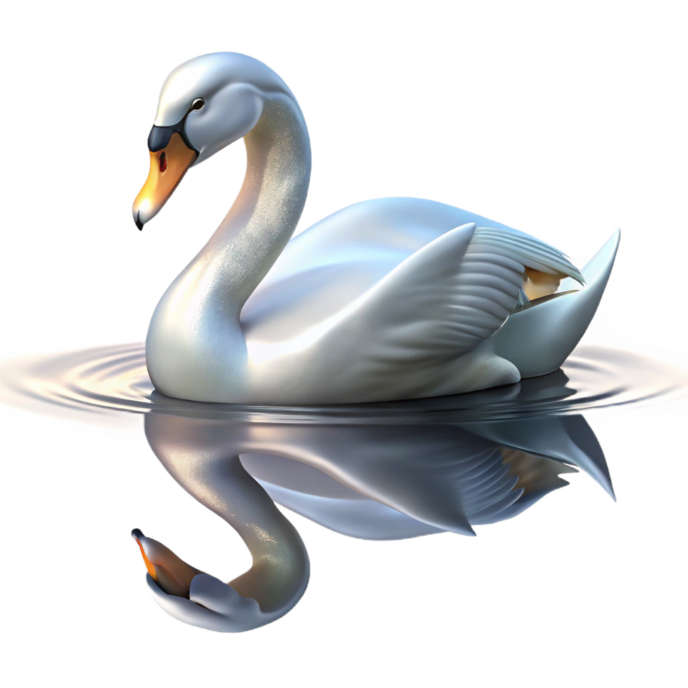 unforgettable gothic A graceful swan gliding across a still lake, its reflection shimmering in the water, in a serene, elegant style premium png