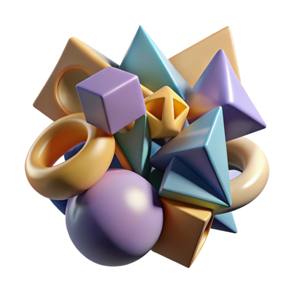 fascinating industrial A chaotic jumble of geometric shapes, casting long, distorted shadows masterfully captured png