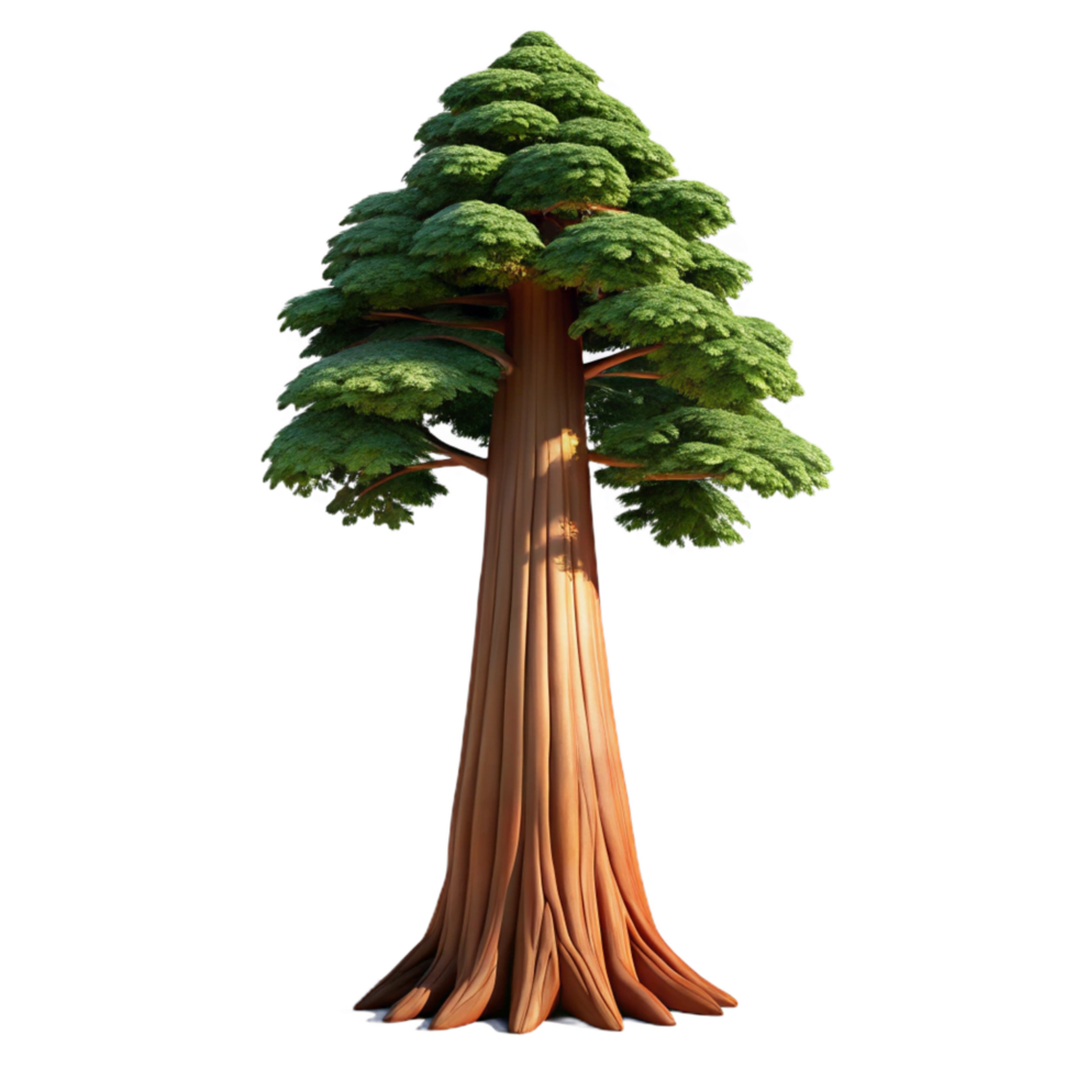 spectacular energetic art deco A giant sequoia tree towering over a forest, detailed and realistic, with dappled sunlight filtering through the branches high quality png