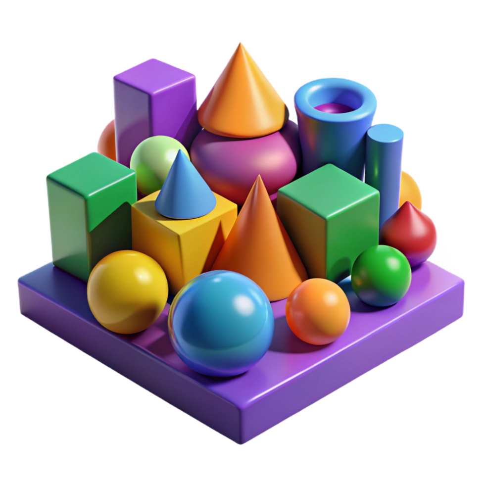 splendid traditional A field of randomly generated, geometric shapes, in a vibrant, contrasting color palette, lit by a bright, pop art style light masterfully captured png
