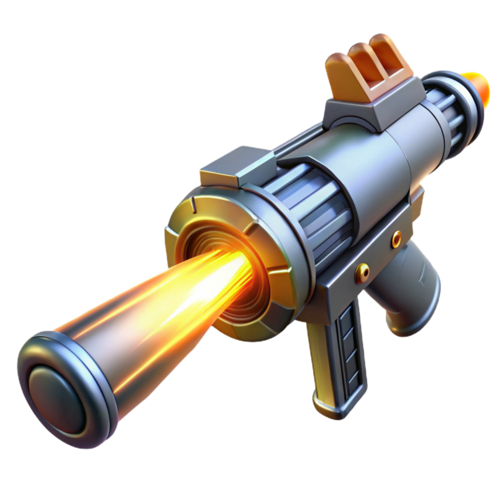 memorable traditional A futuristic weapon firing a beam of energy, sparks flying, illuminated by a dramatic muzzle flash, in a sci fi, action style elite png