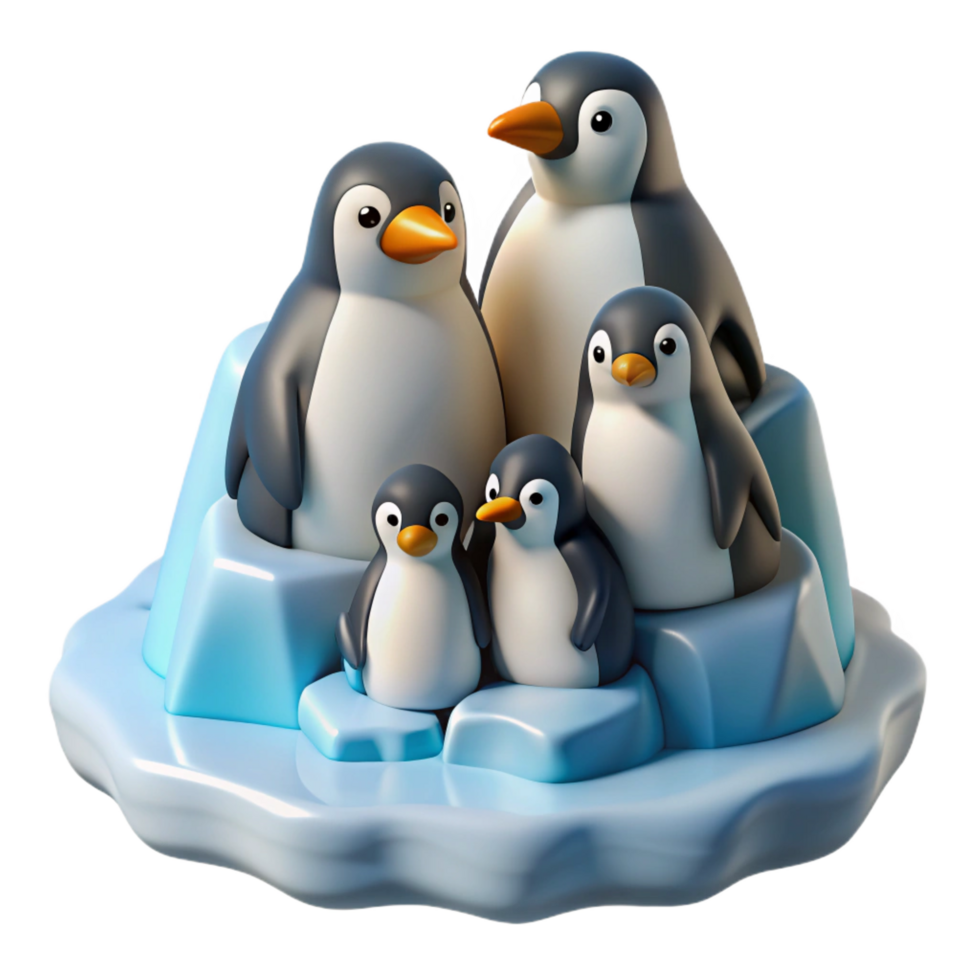 sumptuous gothic A group of penguins huddled together on an iceberg, antarctic setting, photorealistic style masterfully captured png
