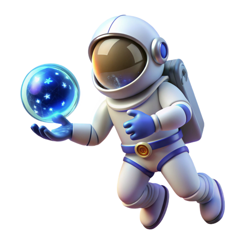 impressive passionate impressionist A lone astronaut floating in space, holding a glowing orb of energy, surrounded by distant stars, rendered in a surreal, space art style premium png