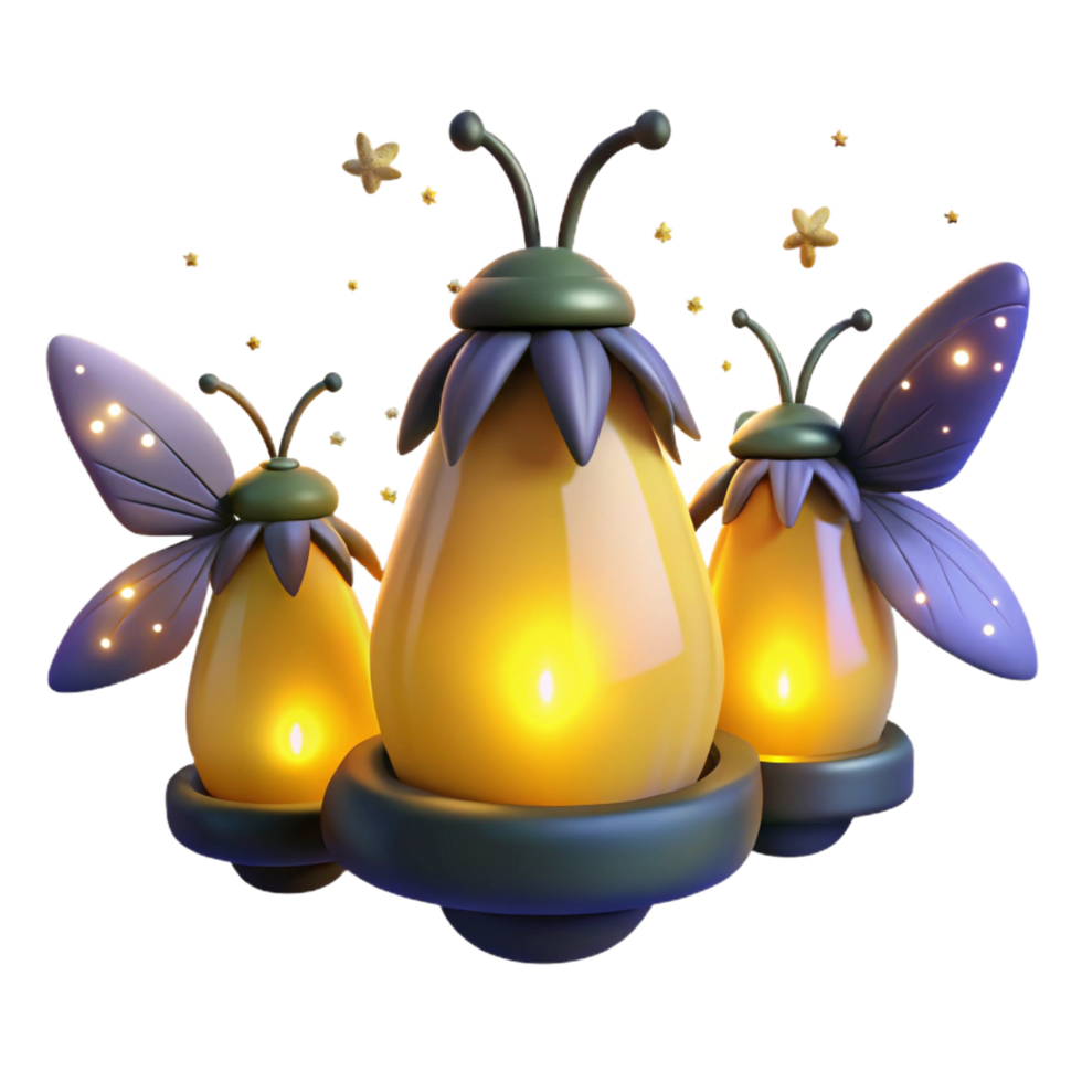immaculate exceptional A group of fireflies glowing in the night, magical atmosphere, fantasy style png