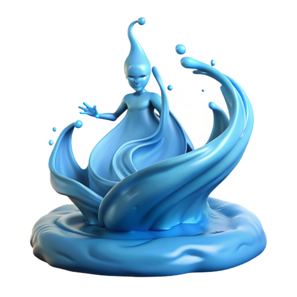 mesmerizing tropical A powerful elemental spirit made of swirling water, emerging from a waterfall, ethereal and flowing style impeccable png