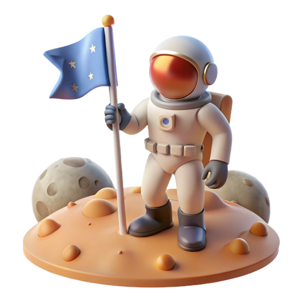 alluring classic A lone astronaut, planting a flag on a barren, alien planet, illuminated by the harsh light of the nearby star. Daylight lighting, realistic style sharp png