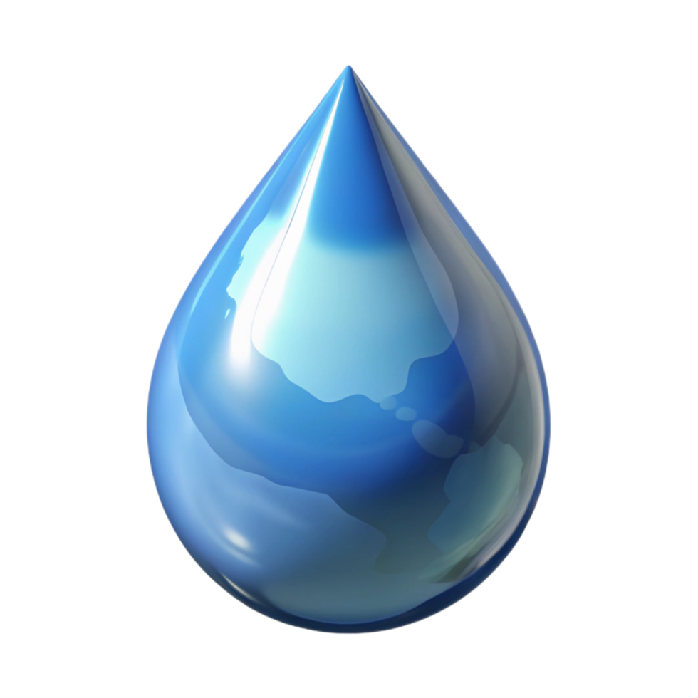 immaculate timeless A single, perfect drop of water reflecting a distorted world, minimalist style png
