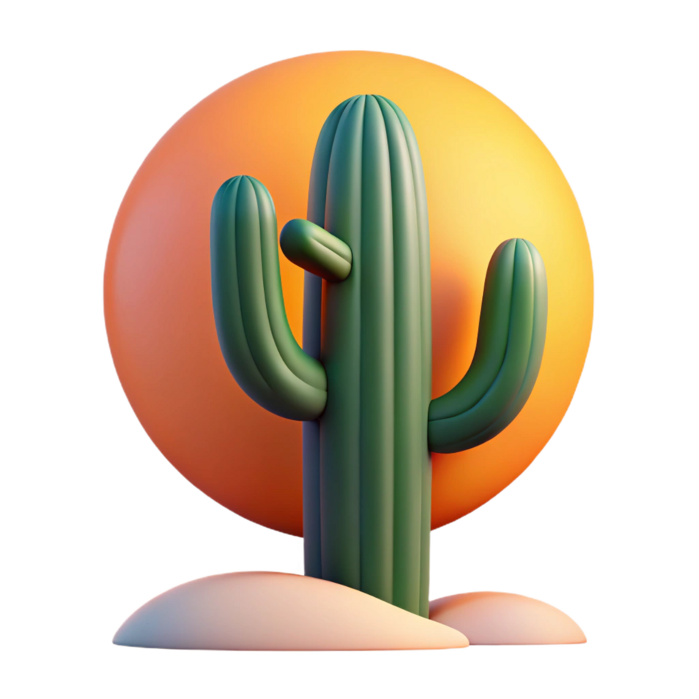 rare nordic A desert cactus at sunset, warm light, minimalist style, bold shapes, high resolution png