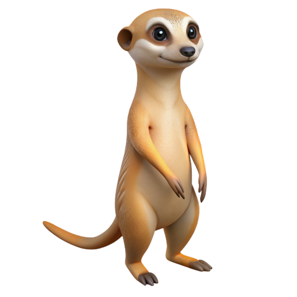 unparalleled elegant A curious meerkat standing on its hind legs, alert and observant, desert landscape background blurred, nature photography style fine detail png