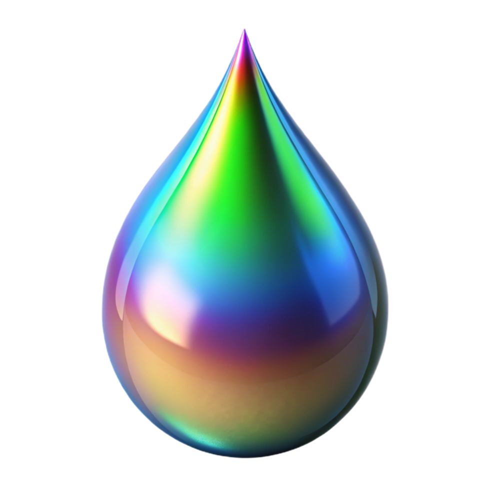ethereal enchanting A single, perfect droplet of water refracting a spectrum of colors, dramatically lit from below artisan png