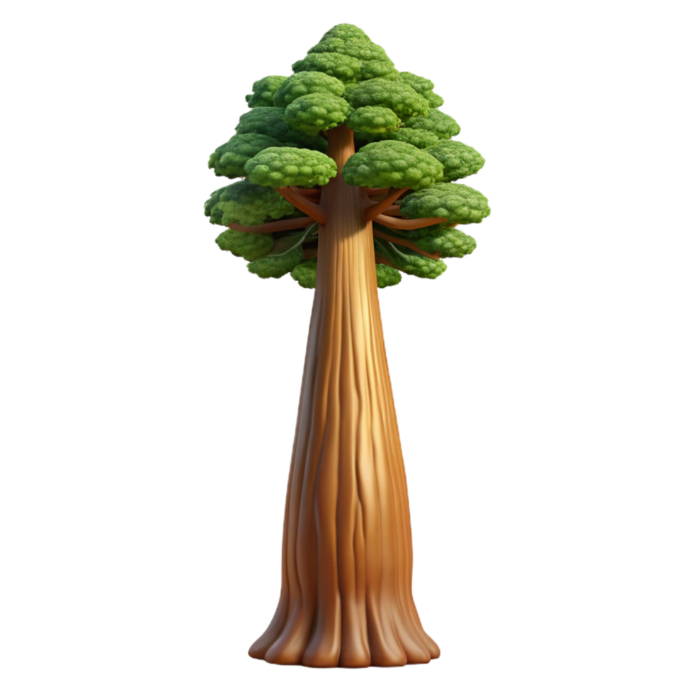 exemplary vintage A towering sequoia tree in a misty forest, dappled sunlight, photorealistic style handcrafted png