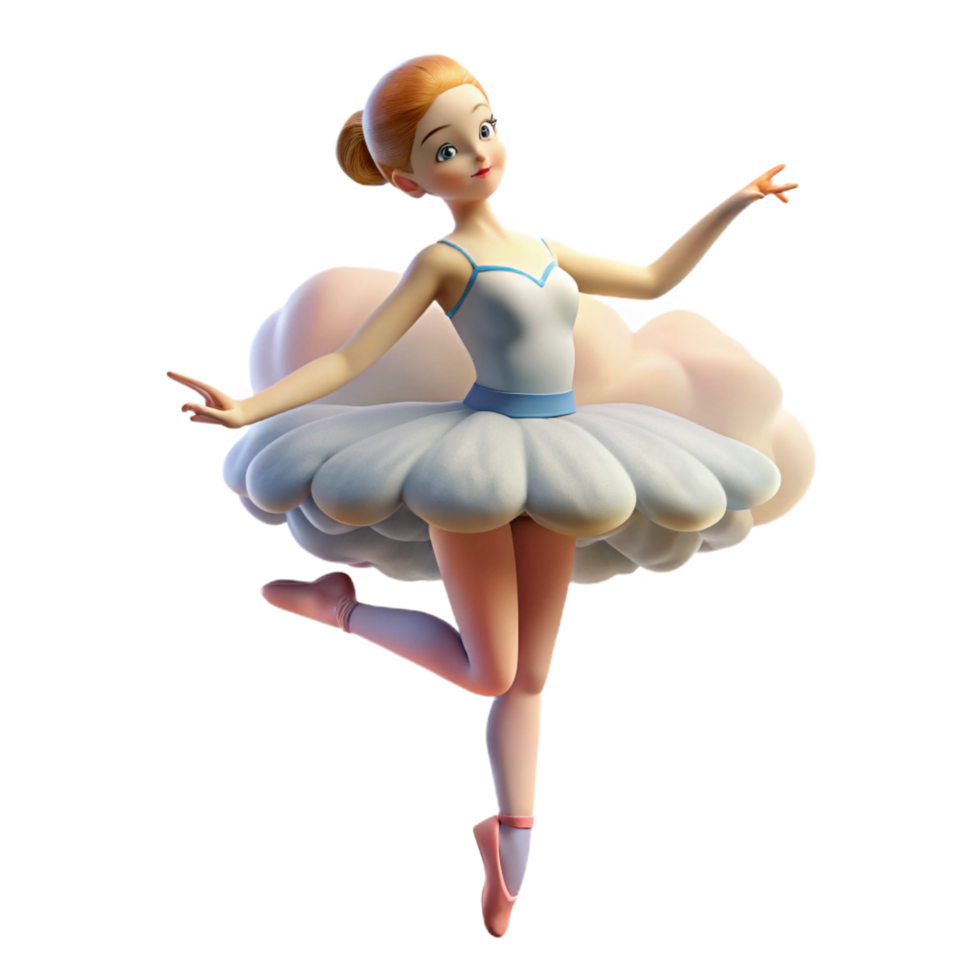 dramatic spectacular Portrait of a graceful ballerina in mid pirouette, her tutu a cloud of tulle. Soft, ethereal lighting. Impressionist style gallery standard png