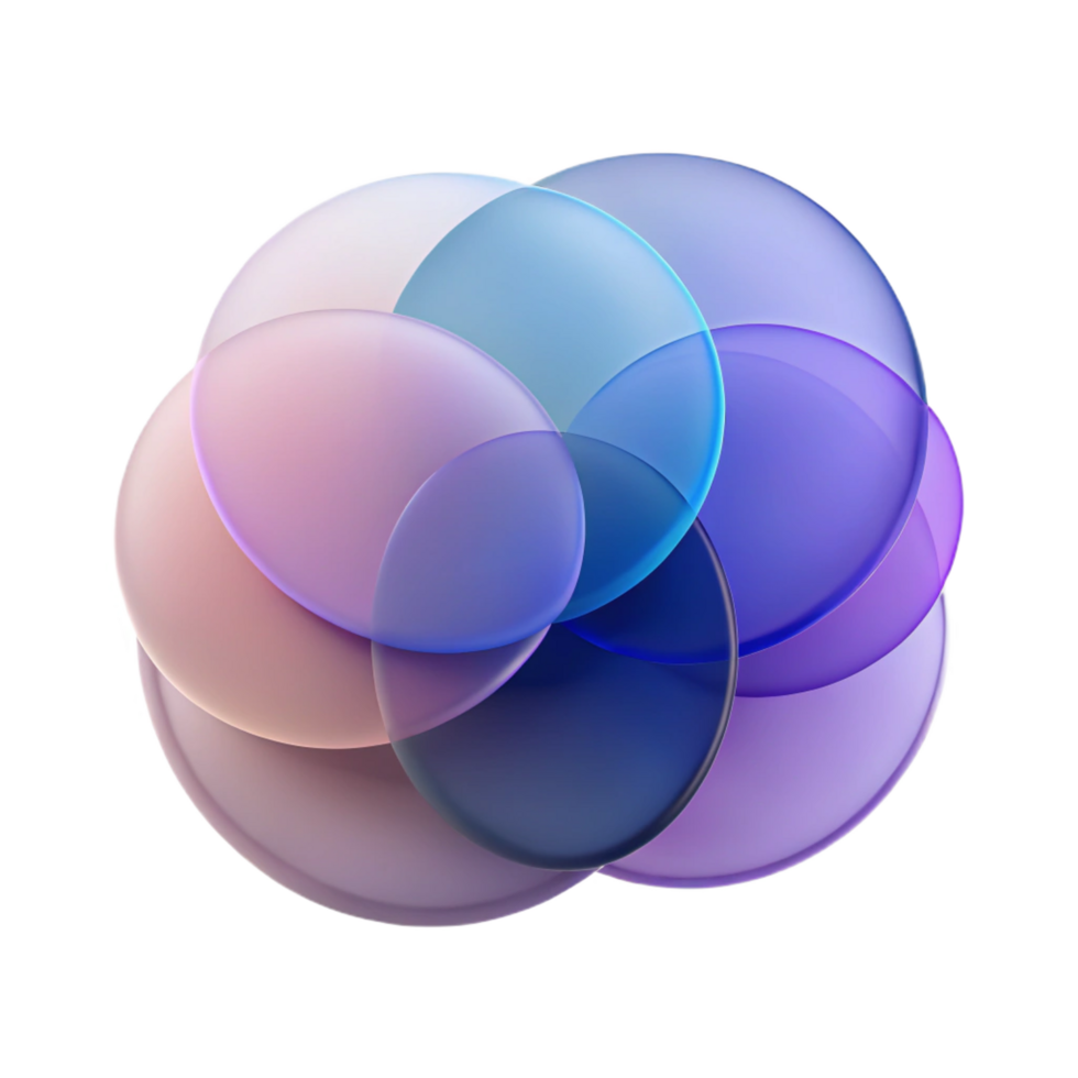 stunning unparalleled A series of overlapping translucent circles, each with a different hue and opacity, creating a subtle, layered effect. Minimalist style png