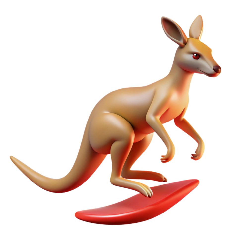 harmonious enchanting A kangaroo hopping across the Australian outback, red dirt, dynamic pose high quality png