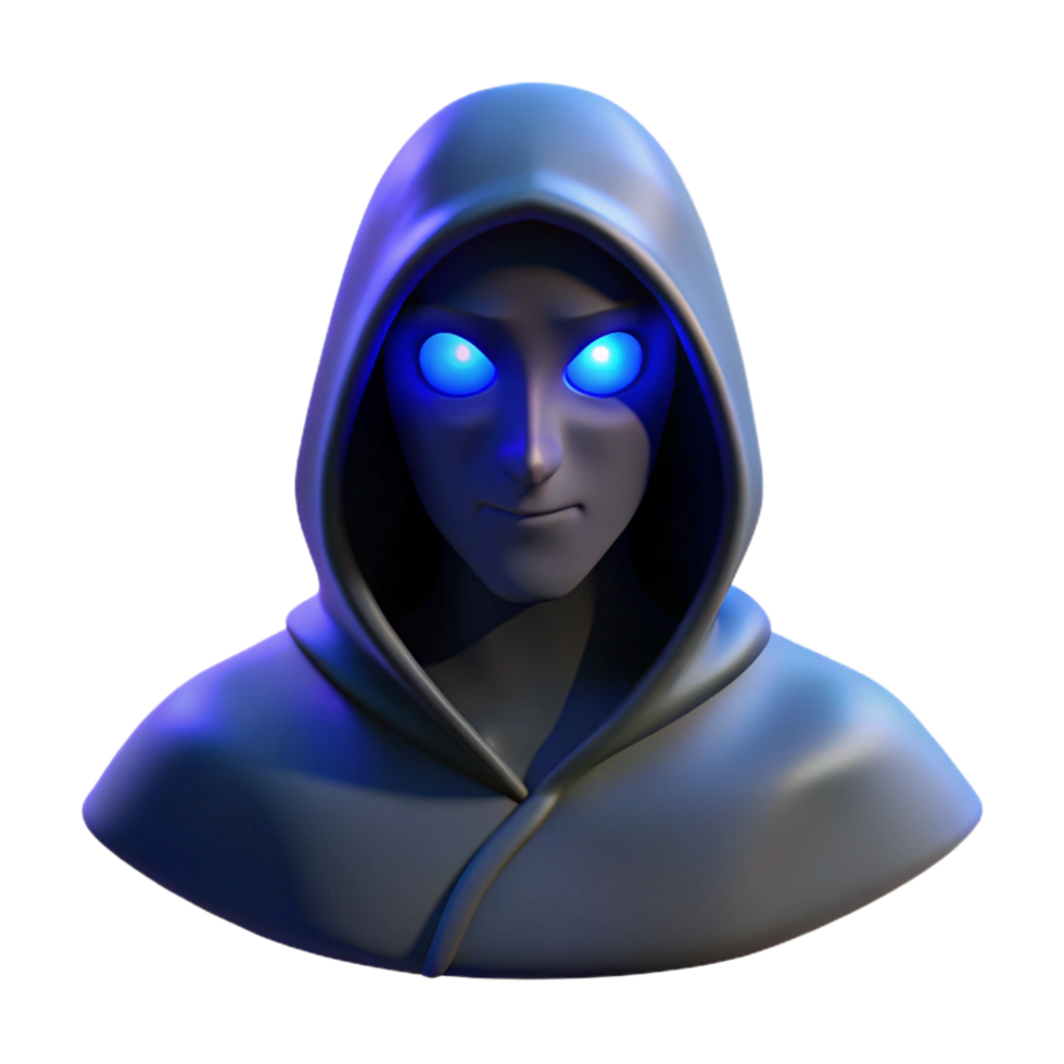 radiant dreamy nordic Portrait of a mysterious figure shrouded in shadows, with only their piercing blue eyes visible, lit by a single ray of moonlight, surrealist style high resolution png