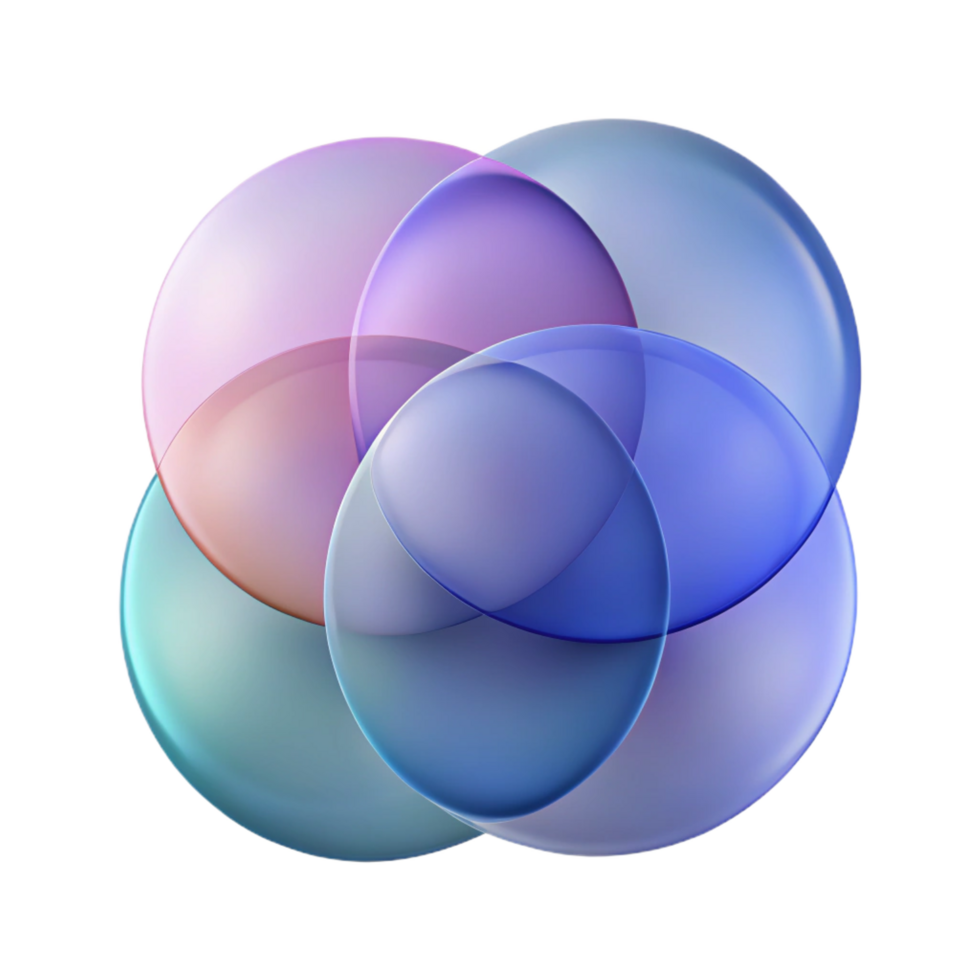 unparalleled industrial A series of overlapping translucent circles, each with a different hue and opacity, creating a subtle, layered effect. Minimalist style elite png