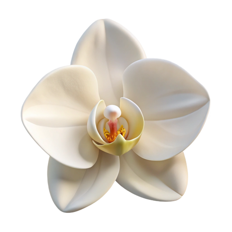 hypnotic bold modern A single, perfect white orchid blossom, art nouveau style, soft diffused lighting exclusive png