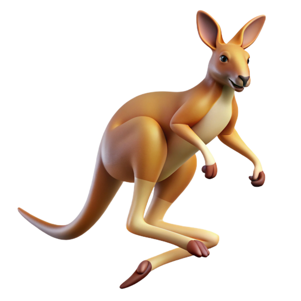 enchanting elegant A kangaroo hopping across the Australian outback, red dirt, dynamic pose studio quality png