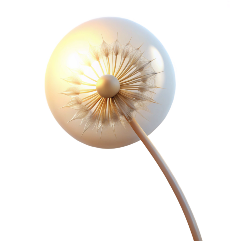 remarkable geometric A single dandelion seedhead in the wind, backlit by the sun, minimalist style sharp png