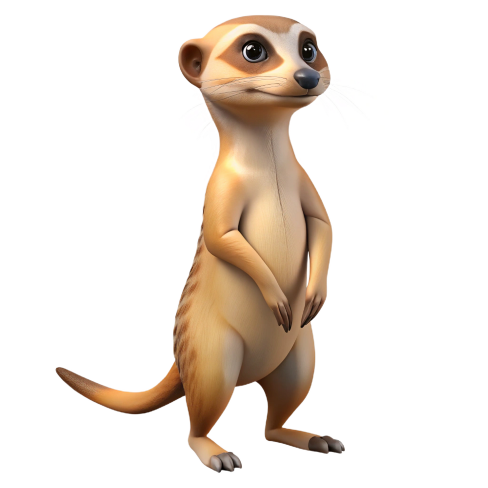 sumptuous bold vintage A curious meerkat standing on its hind legs, alert and observant, desert landscape background blurred, nature photography style high quality png