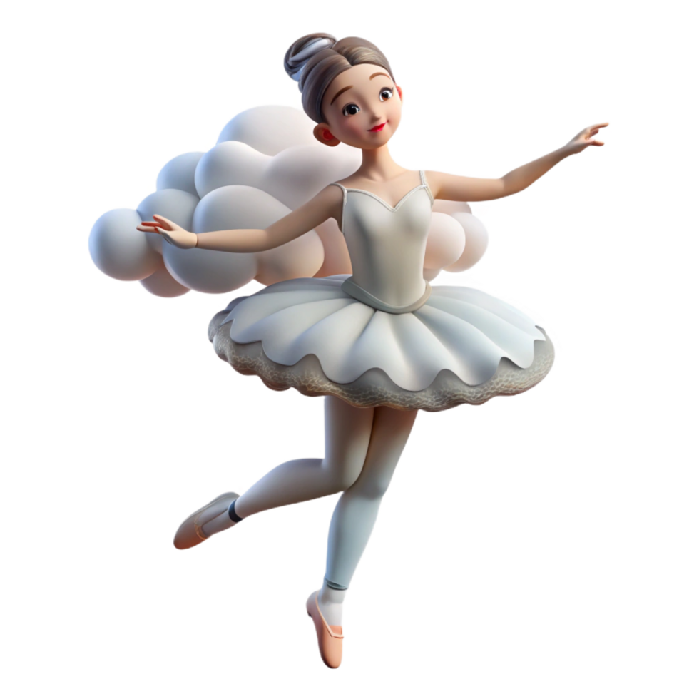 unforgettable tropical Portrait of a graceful ballerina in mid pirouette, her tutu a cloud of tulle. Soft, ethereal lighting. Impressionist style handcrafted png