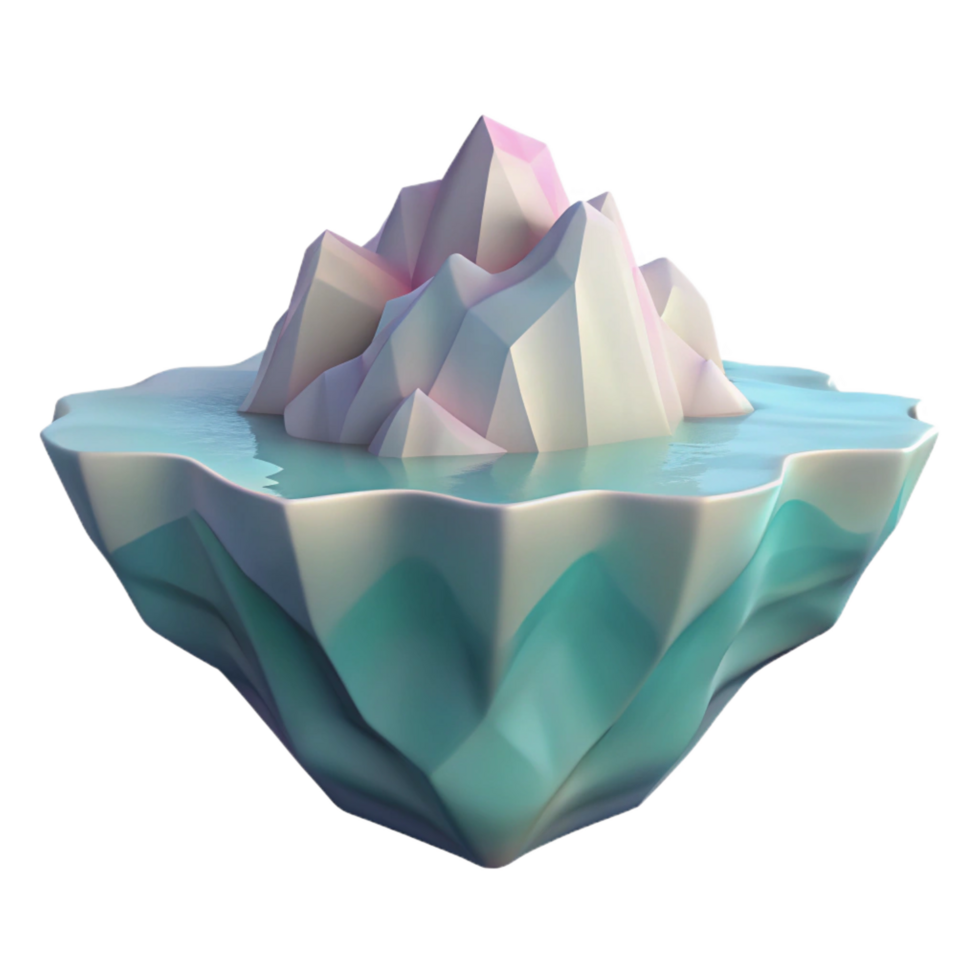dramatic peaceful baroque A lone iceberg floating in a calm ocean, soft pastel colors, minimalist style high quality png