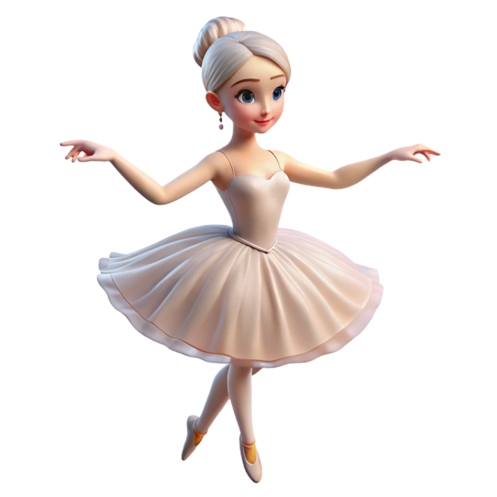 standout tropical Portrait of a graceful ballerina with a delicate posture, flowing white tulle, and a serene expression, lit by soft stage lighting, in a romantic ballet style handcrafted png