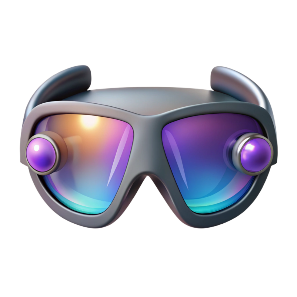 gorgeous unforgettable A pair of augmented reality glasses displaying a holographic interface, reflecting the user s eye, lit by the glow of the interface, rendered in a product design style png